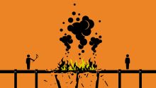 Illustration of a burning bridge to accompany the article How to Correct Others Without Burning Your Bridges.
