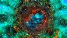 Time Travel in the Bible, artistic illustration of stars and a tunnel

